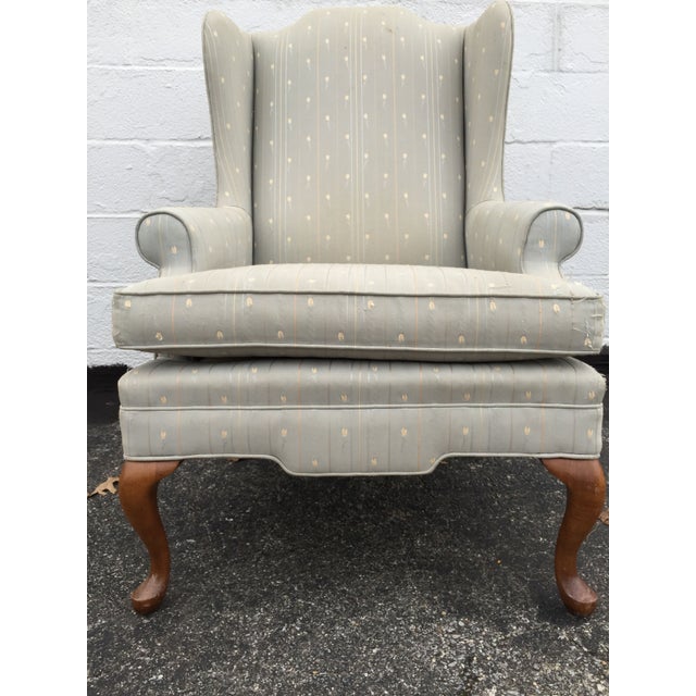 Vintage Upholstered Grey Wingback Armchair Chairish