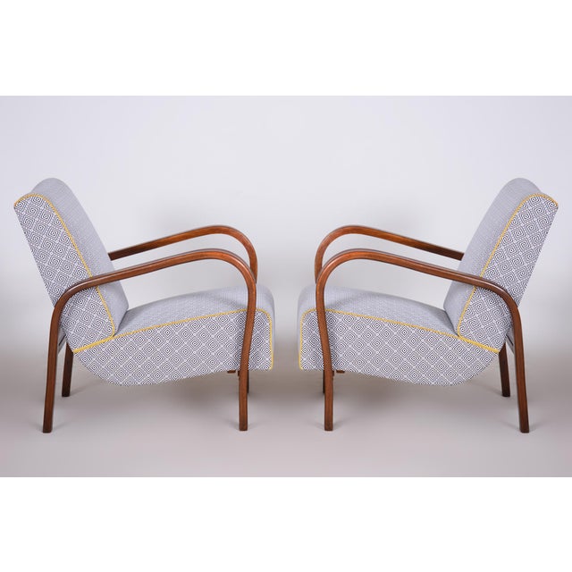 Set of Art Deco Beech Armchairs attributed to Kozelka and Kropáček for Hala, 1930s For Sale - Image 11 of 15