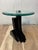 Karl Springer Style Black Lacquer Pedestal Side Table With Glass Top For Sale In New York - Image 6 of 11