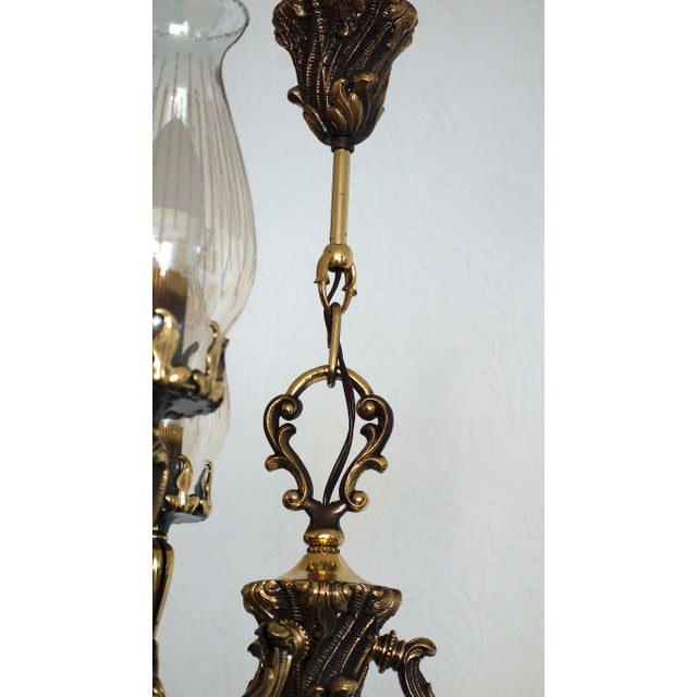 Gold Art Deco Brass and Glass Chandelier by Bruno Chiarini, 1940s For Sale - Image 8 of 12