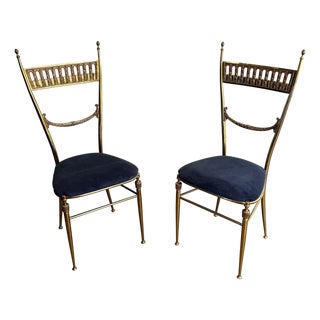 1940s Pair of neoclassical brass chairs attributed to Maison Jansen For Sale