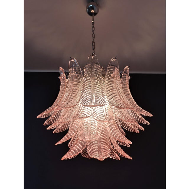 Italian Murano Six-Tier Felci Glass Chandelier with 36 Pink Glasses For Sale - Image 17 of 18