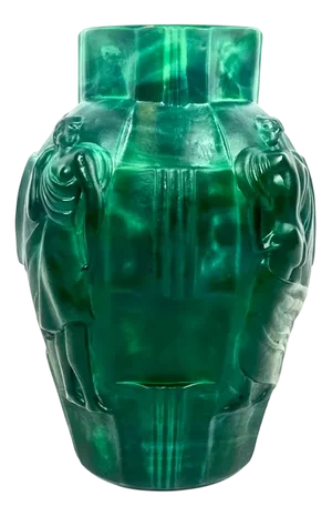 Art Deco Malachite Glass Ingrid Vase attributed to Artur Pleva for Curt Schlevogt, 1950s