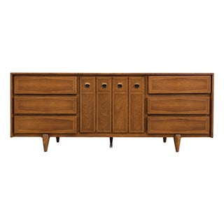 Vintage MCM American of Martinsville Solid Wood 9 Drawer Triple Dresser For Sale