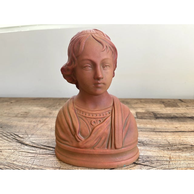 Ceramic Vintage Art Nouveau Mid Century Modern Italian Ceramic Woman's Bust For Sale - Image 7 of 8