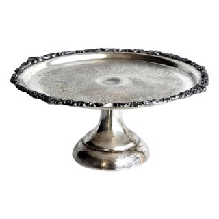Vintage Silver Plated Pedestal Cake Stand by Sheridan Silver For Sale