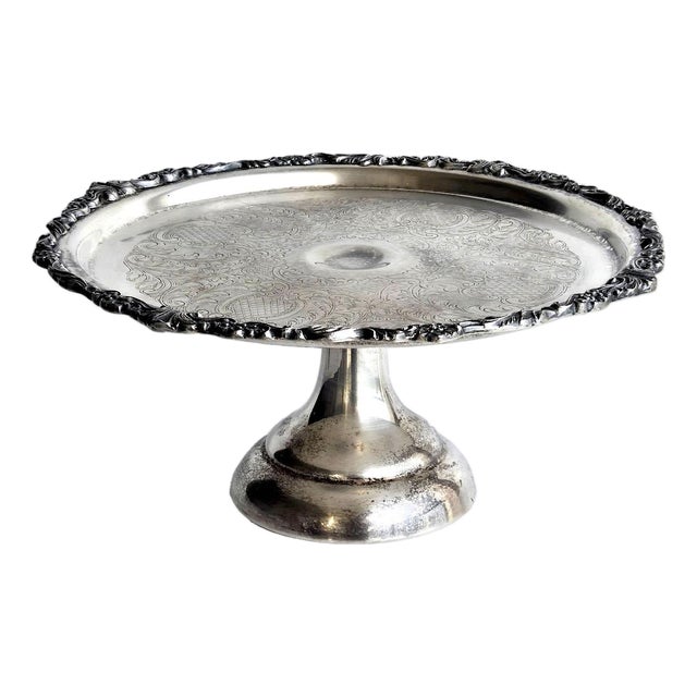 Vintage Silver Plated Pedestal Cake Stand by Sheridan Silver For Sale