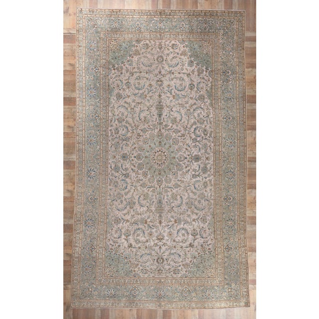 Mid 20th Century Handcarved Vintage Persian Kashan Rug, 11'1 X 19'4 For Sale - Image 9 of 10
