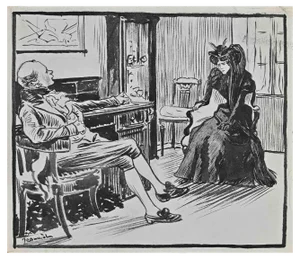 Pierre Georges Jeanniot, Conversation, Ink Drawing, Early 20th Century