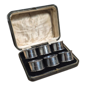 Antique Sterling Silver Napkin Rings Set of Six ~ English Sterling 1903 Haulmarked