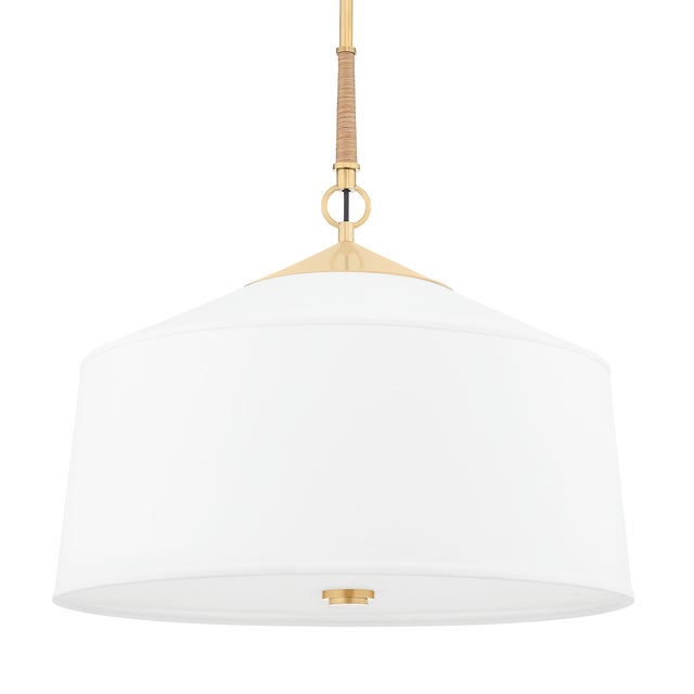 Hudson Valley Lighting Hudson Valley Lighting White Plains 22.25 in. 3 Light Pendant in Aged Brass Finish For Sale - Image 4 of 4