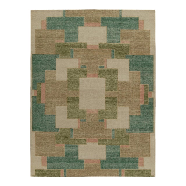 Rug & Kilim’s Piet Rug in Green and Taupe, 5x7 For Sale