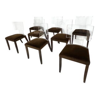 Set of 8 Pietro Costantini Lucite Back Dining Chairs For Sale
