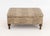 George Smith Style Leopard Print Upholstered Storage Ottoman, with lift top lid on four turned wood legs. 18.5" H x 38" W...