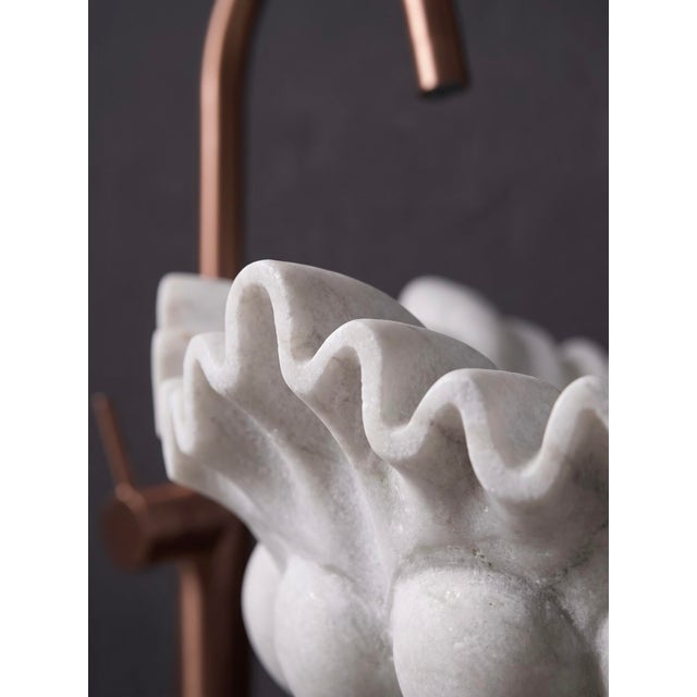 Vintage Ruffle Scalloped Marble Sink Made in 1990s For Sale - Image 4 of 5