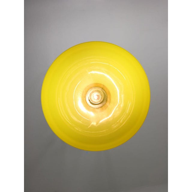Vintage Italian Brass and Yellow Acrylic Glass Pendant Lamp For Sale - Image 4 of 14