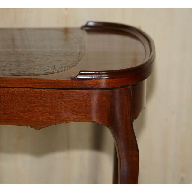 Antique Kidney Shaped Occasional Table with Drawers and Brown Leather Top, 1860 For Sale - Image 11 of 18