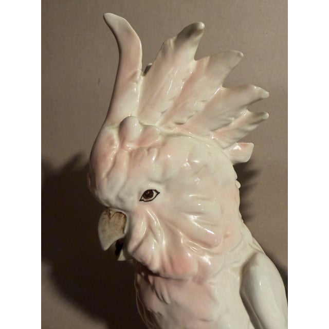 Art Deco Very Large Royal Dux Porcelain Pair of Cockatoos For Sale - Image 3 of 11