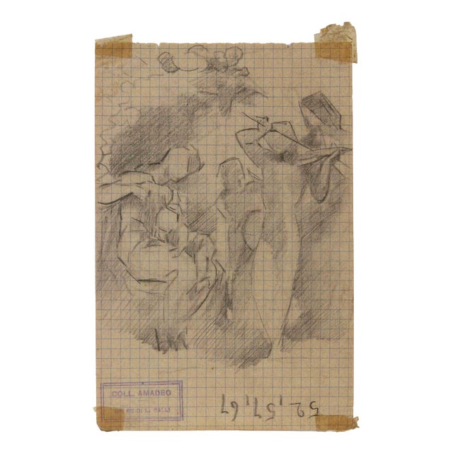 Luigi Galli, Composition, 19th Century, Pencil on Paper For Sale