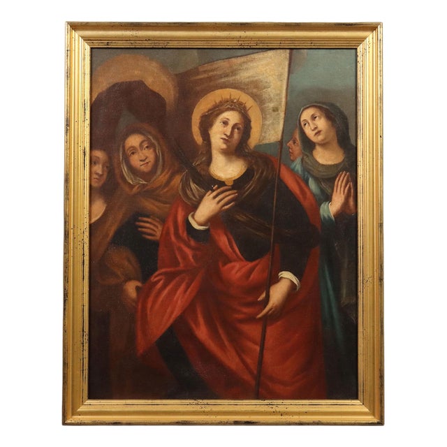 European School, Painting of Saint Ursula, Oil on Canvas For Sale
