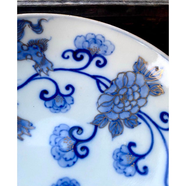 Pair of Antique Japanese Hirado Style Porcelain Pedestal Bowls With Karashishi Lions For Sale In San Francisco - Image 6 of 14