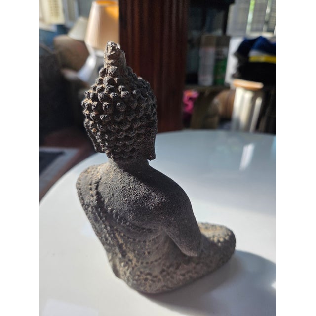 Cast Stone Seated Tibetan Buddha For Sale - Image 9 of 14