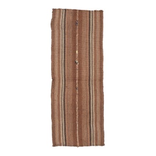 Brown Vintage Turkish Kilim Rug - 2`1″ X 5`5″ For Sale