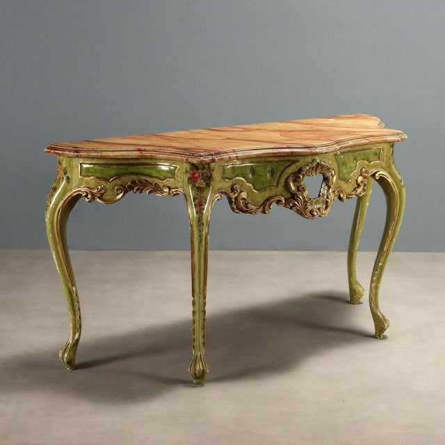 Gold Venetian Baroque Style Console Table For Sale - Image 8 of 8