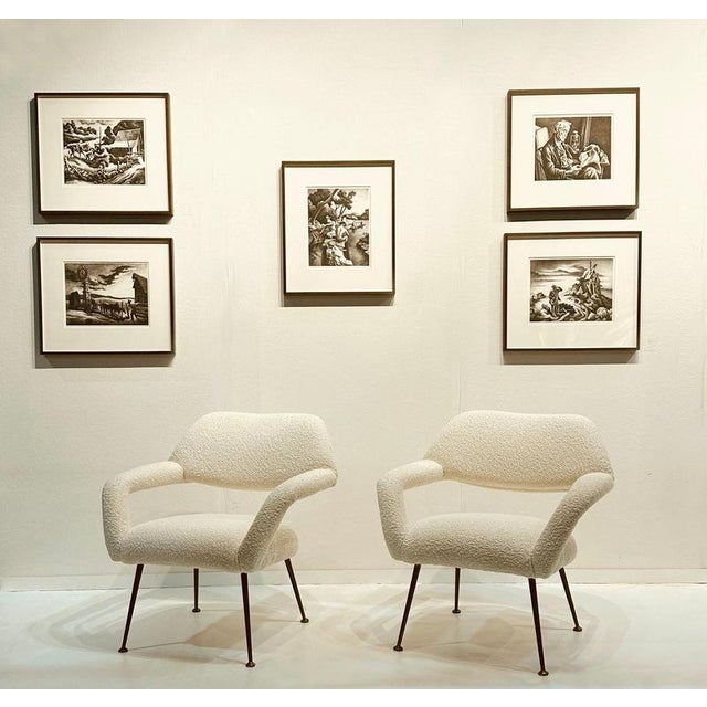 Set of Lounge Chairs in Pierre Frey attributed to Gastone Rinaldi for Rima, Italy, 1954 For Sale - Image 9 of 16