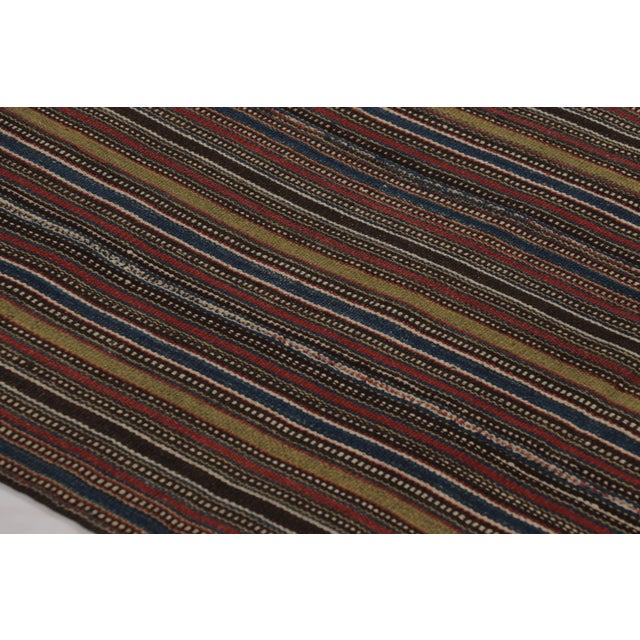 Tribal Vintage Persian Kilim, Square Rug in Fine Polychromatic Stripes - Rug & Kilim For Sale - Image 3 of 8