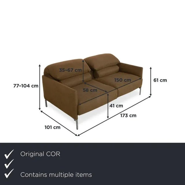 Modern Cor Avalanche Fabric Set, Three-Seater, Two-Seater, Brown, Bronze, Red, Manual Function, Sofa, Couch, Set of 2 For Sale - Image 3 of 18