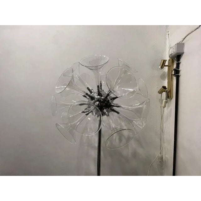Glass Sputnik Glass & Chrome Floor Lamp, 1980s For Sale - Image 7 of 12