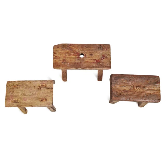 Mid 20th Century Vintage Elm Farm Stool For Sale - Image 5 of 6