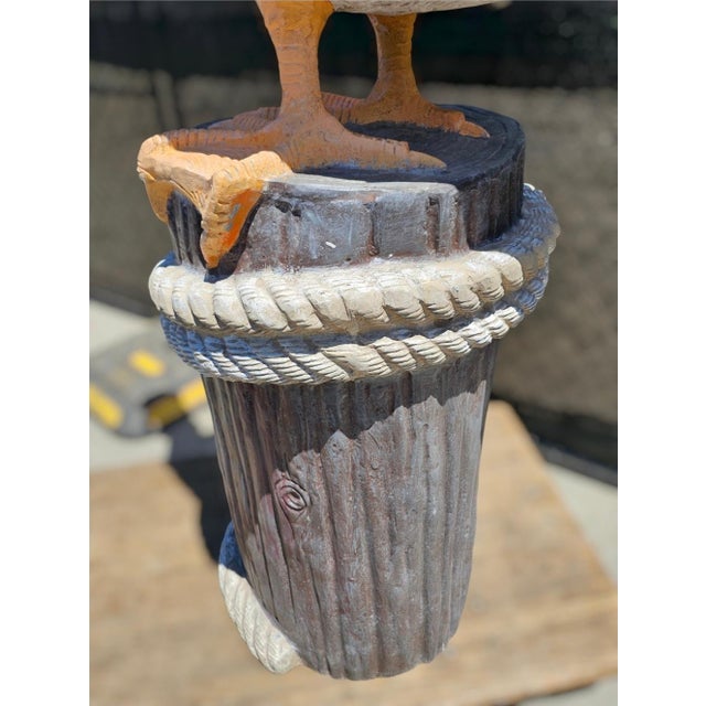 1960s Monumental Metal Jumbo Nautical Pelican on Stand For Sale - Image 10 of 17
