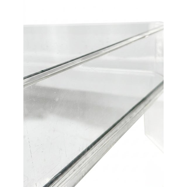 1980s Two-Tier Clear Acrylic and Glass Coffee Table by Marc Micoud, France, 1980s For Sale - Image 5 of 8