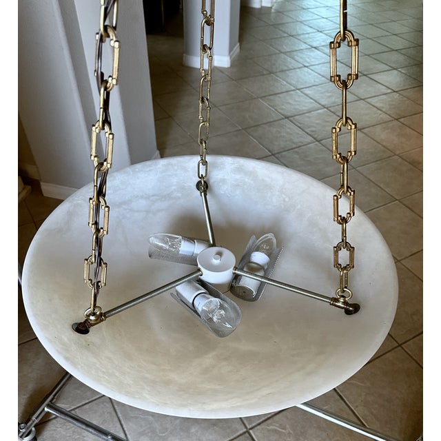 Large French Directoire Style Alabaster Chandelier Pendant Light For Sale - Image 16 of 16