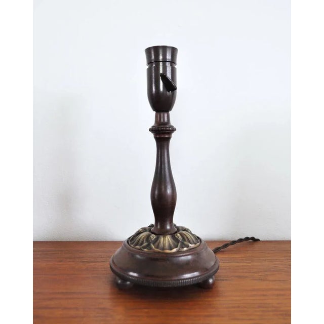 Wood Art Nouveau Table Lamp in Brass and Wood For Sale - Image 7 of 11