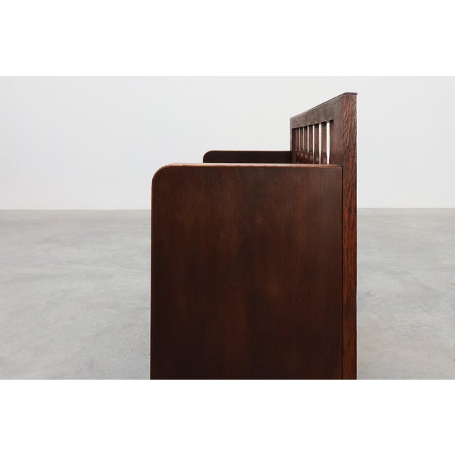 Modernist Art Deco Bench with Lift-Top Storage Seat in Oak, Belgium, 1920s For Sale - Image 9 of 18