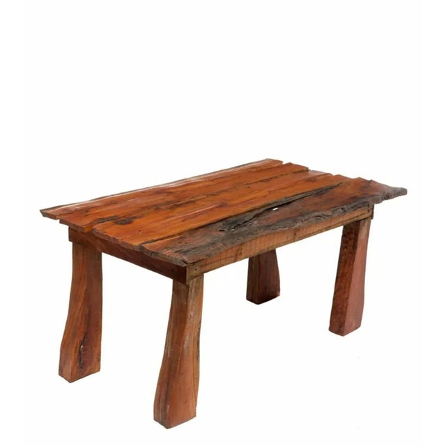 Rustic Antique French Provincial Live Edge Pine Harvest Table Workbench For Sale - Image 4 of 10