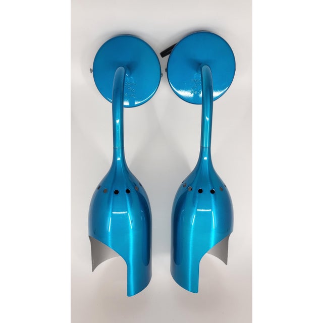 Tsé Tsé Adjustable Wall Lights in French Blue Aluminum, Set of 2 For Sale - Image 3 of 13