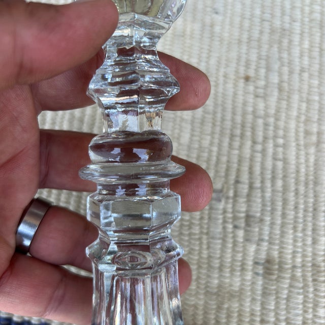 Transparent A Nice Antique American Pressed Flint Glass Candlestick, Circa 1850's For Sale - Image 8 of 10