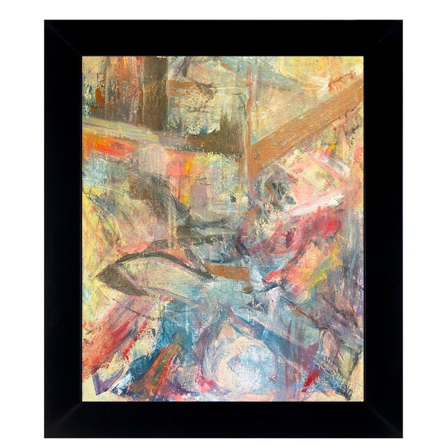 2025 "006-25" Abstract Expressionist Sage & Charcoal Painting by Mark Lewis For Sale