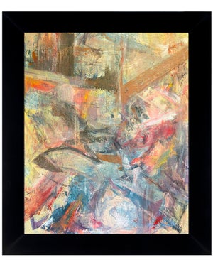 2025 "006-25" Abstract Expressionist Sage & Charcoal Painting by Mark Lewis