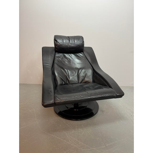 Set of Mid-Century Scandinavian Modern Move Lounge Chair and Ottoman in Black Leather by Takashi Okamura and Erik Marquardsen for Nelo, Sweden, 1960s For Sale - Image 10 of 14