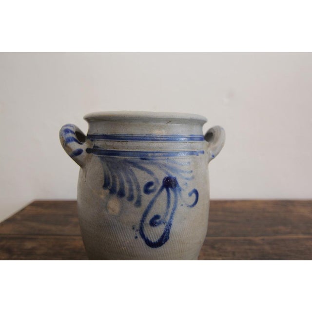 German Folk Art Grey and Cobalt Blue Stoneware Jar, 1890s For Sale - Image 10 of 12