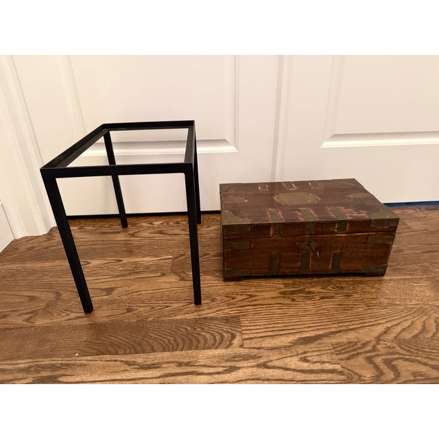 19th Century Antique Campaign Mahogany Lap Writing Desk W/ Iron Stand For Sale - Image 5 of 15