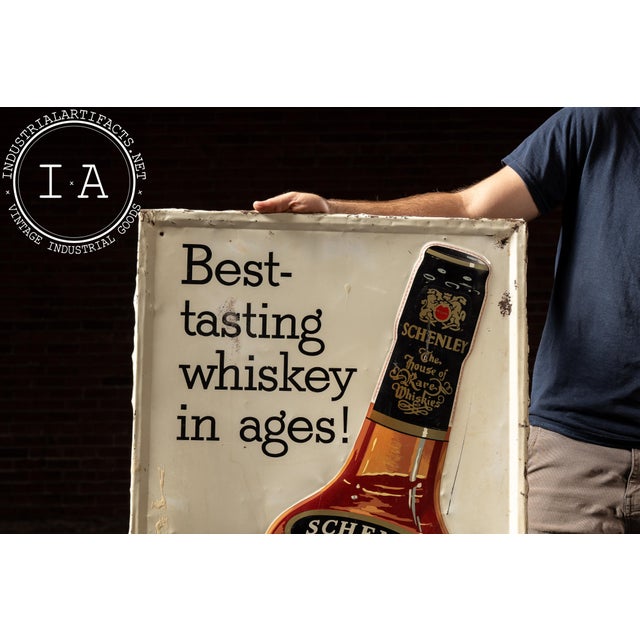 1940s Schenley Reserve Whiskey Self-Framed Tin Sign For Sale - Image 4 of 5
