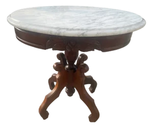 Mid 20th Century Victorian-Style Marble-Top Parlor Table