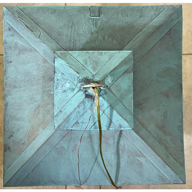 Timeless Beauty: A Solid Brass Lantern With Art Glass 16”.5 X 16”.5 X 21” High For Sale - Image 10 of 12