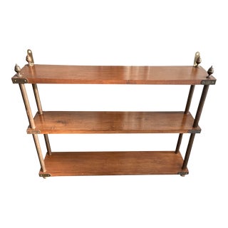Vintage Sarreid Ltd. Brass Bound Hanging Wall Shelf For Sale